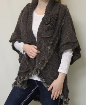 Angel 818 Fashion | Sweater Cardigan with Fur and Bow