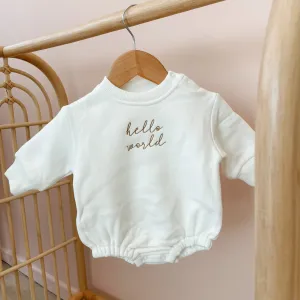 BLOSSOM & PEAR 'HELLO WORLD' BUBBLE ROMPER
