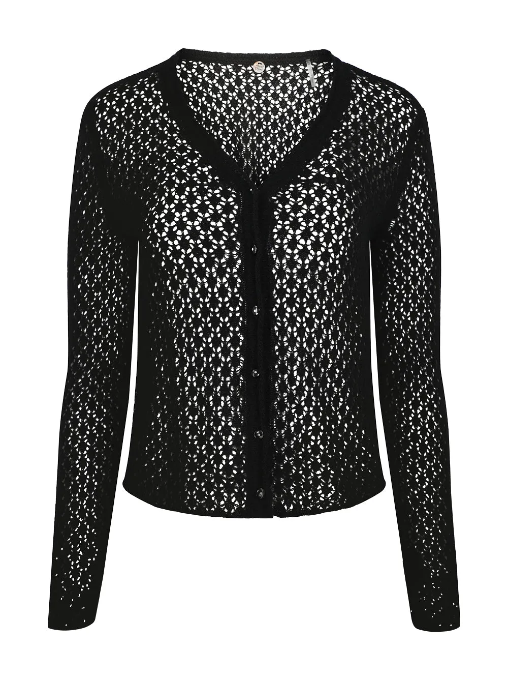 Margaret O'Leary Lace Vee Cardigan in Black