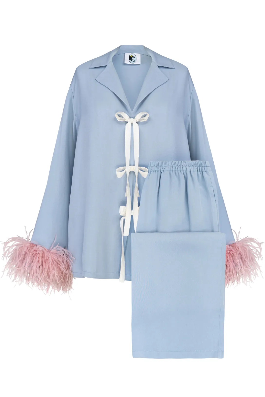 The Bow Pajama Set with Detachable Feathers | Blue